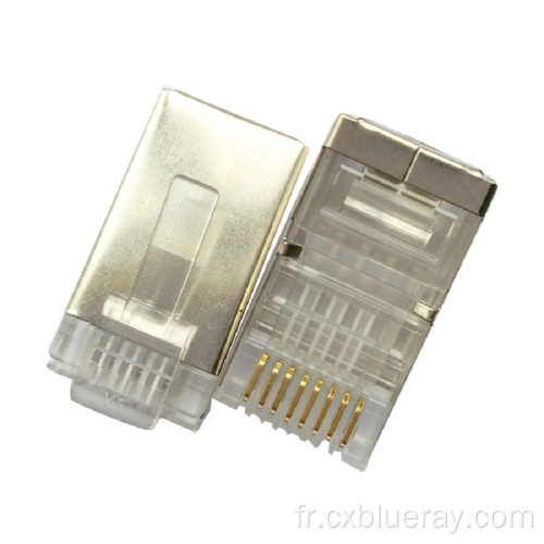 Vente chaude CAT7 STP Connecteur Gold Planting 50U RJ45 Connecteur CAT7 RJ45